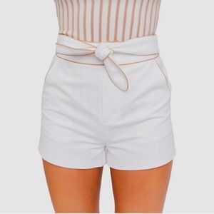 Le Lis Ivory Denim Tie Shorts